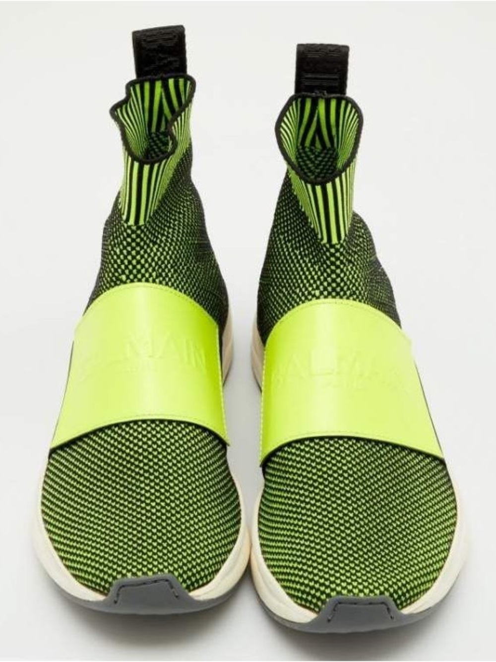 Balmain Neon Lime Knit Slip-On Sock Sneaker - Picture 2 of 7